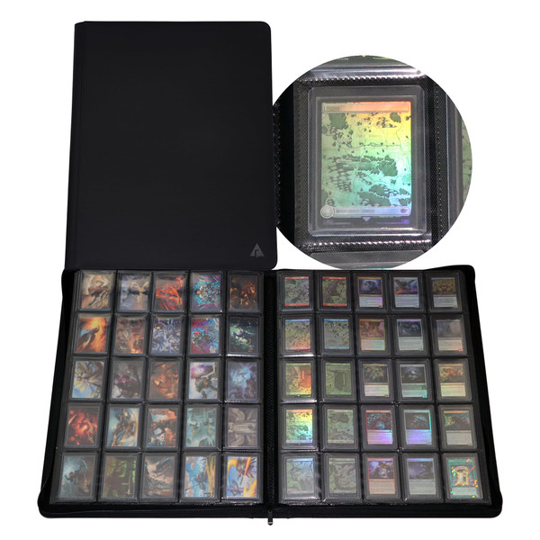 Alteagle 25-Pocket Top loader Binder, Holds 1000 Top loaders, Top Loader Card Binder Album for 3″×4″ Top Loaders – Black