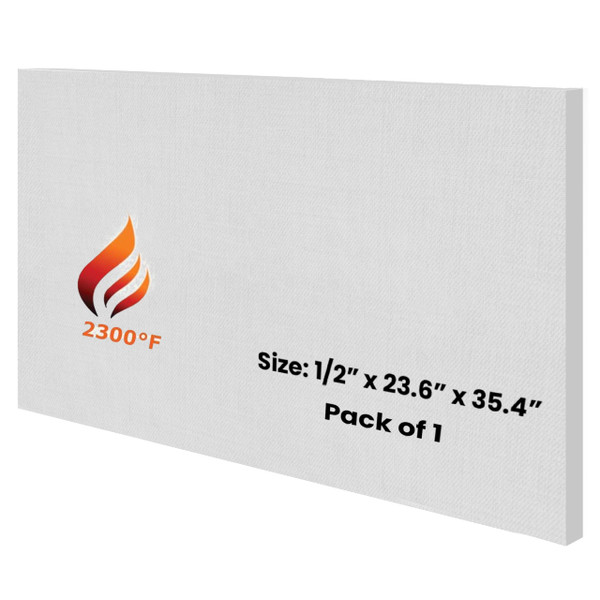 Ceramic Fiber Insulation Board, 1/2" x 23.6" x 35.4", 2300F Rated, 1 Pack