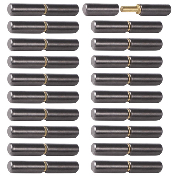 20 Pack Weld On Barrel Hinges 3 inch, Carbon Steel Weldable Bullet Door Hinges, Heavy Duty Detachable Gate Hinge for Swing Door, Trailer Ramp, Pin OD 1/2 inch