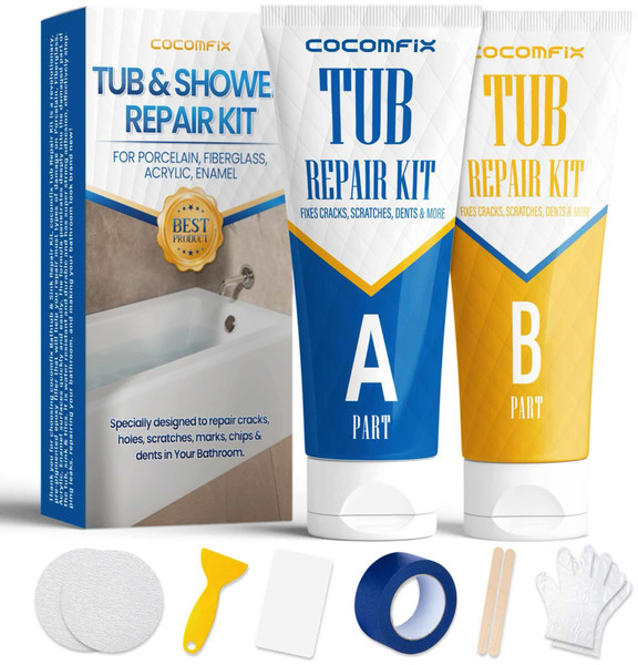 Bathtub & Shower Repair Kit(White) for Enamel, Fiberglass,  Acrylic Tub