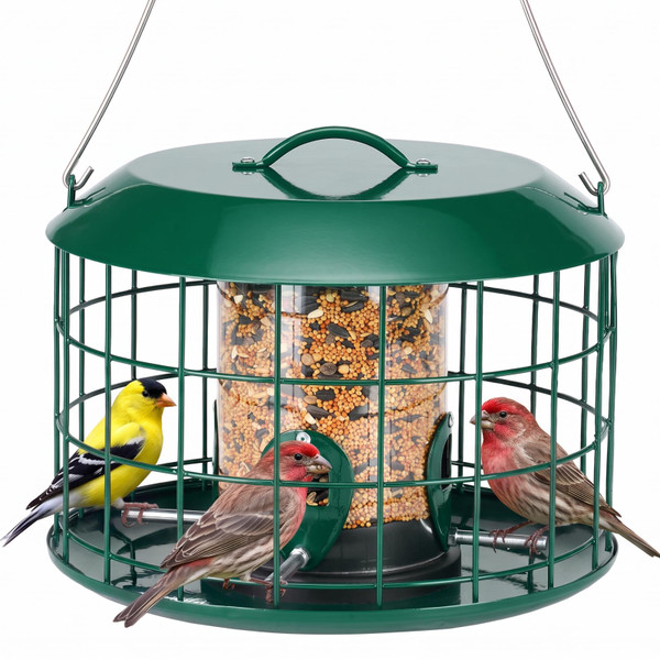 Kingsyard Tube Squirrel Proof Bird Feeders for Outdoor Hanging, Metal Caged