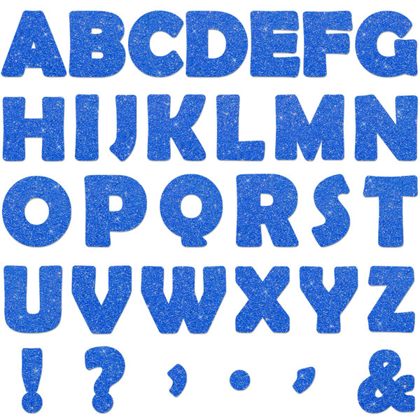 150PCS Large Bulletin Board Letters 6 Inch Glitter Blue Letter Cutouts