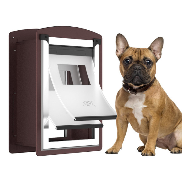 ALUMANI Dog Door for Wall,Steel Frame,Doggy Door for Wall,Medium,Coffee