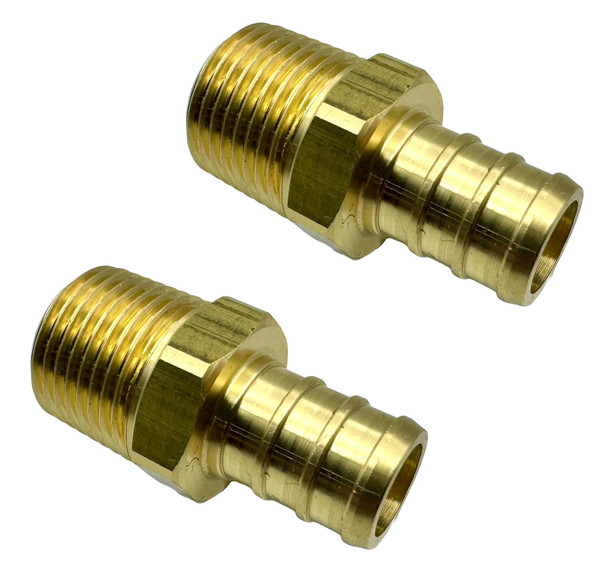 GRIDTECH (2 Pack) Brass 1/2” PEX to 3/8” NPT Male Connector Fitting