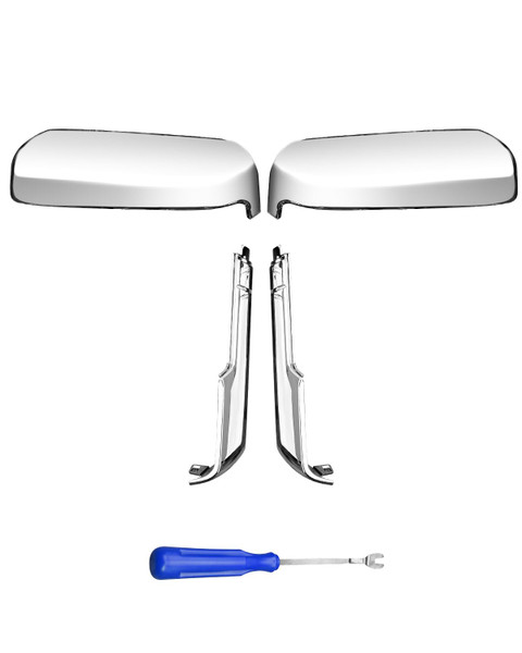 HUQUZN Top & Side Clip-On Front Door Mirror Housing Covers Caps Fit for Chevy Silverado GMC Sierra 2500HD 3500HD 2020-2024, Chrome