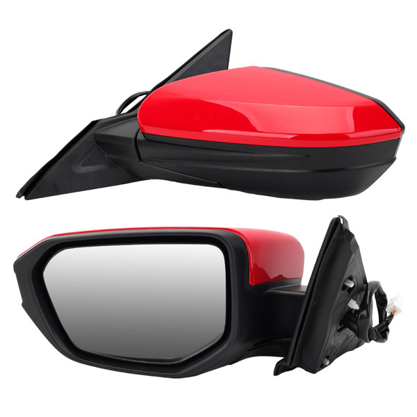 MOFOAP Driver Side View Mirror Compatible With 2016 2017 2018 2019 2020 2021 Honda Civic Coupe Sedan Hatchback,Mirror with Power Glass,Non-Heated,Manual Folding(Red)