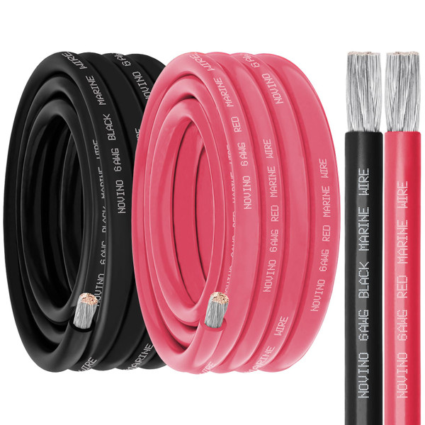 6 Gauge Marine Wire 6 AWG Marine Grade Wire,6 Gauge 20FT Red & 20FT Black