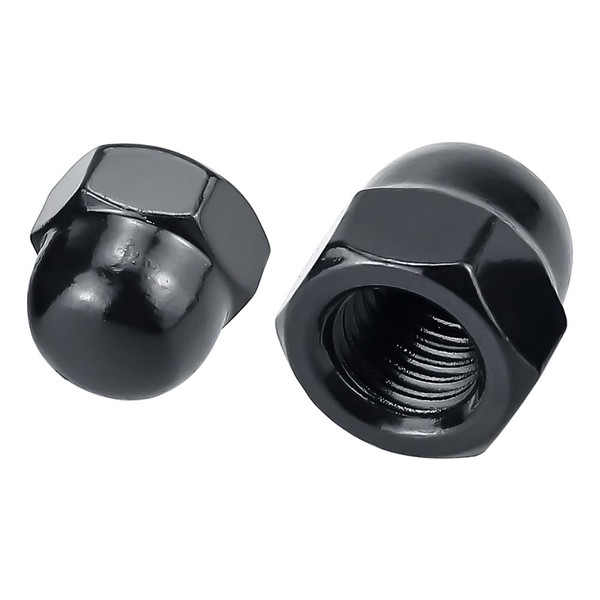 1/2-13 Black Acorn Hex Cap Nuts (10 pcs), 304 Stainless Steel 18/8, Black Oxide Coated, Acorn Dome Head Cap Nuts, Fayeploo