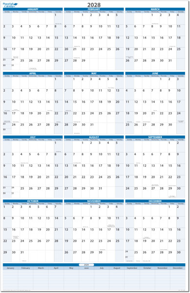 2028 Vertical Premium Dry-Erasable Wall Calendar 36" x 24" with Next Year Planning Area. Marker and Eraser included