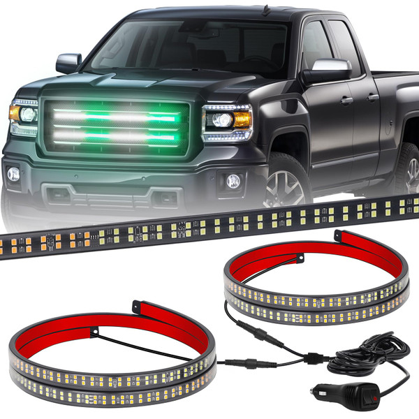 XRIDONSEN 2 Pack 24 inch Grill Emergency Lights Green White Strobe Lights