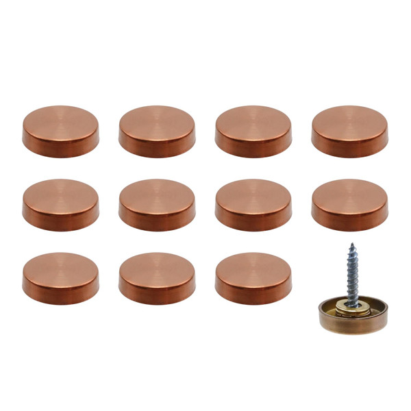Rannb Decorative Mirror Screws, Red Copper Tone, 0.75"/19mm Cap Dia-12pcs