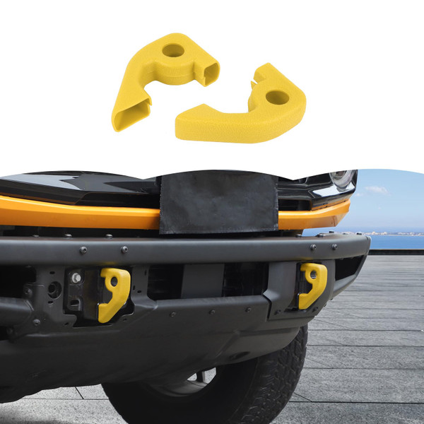 RT-TCZ Tow Hook Covers - Bumper Tow Hook Rubber Protector Exterior Accessories for Ford Bronco 2021-2025 (Style A, Yellow)