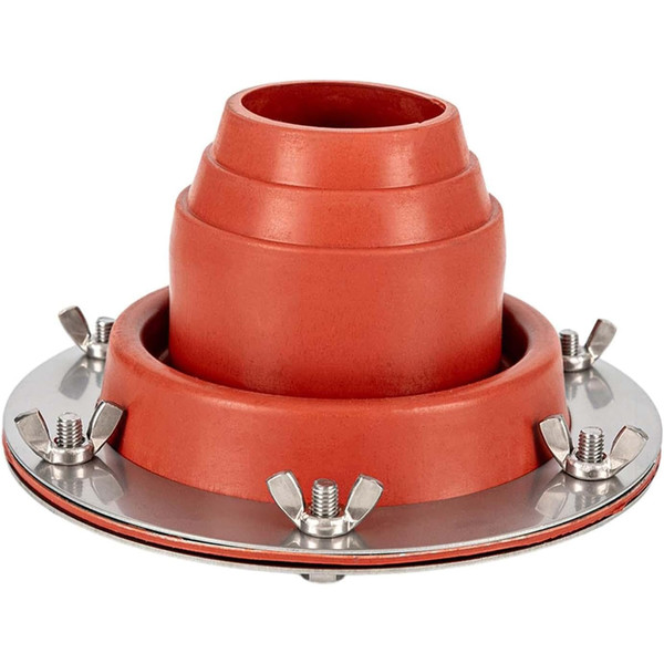 Tent Stove Jack Kit: Flexible Silicone Pipe Boot, High Temp Flue Flashing for Bell Tent, Yurt, & Wood Burners (Triple Wall Pipe Compatible, Stove Pipe OD 1 3/4"-3 1/4")(Orange)
