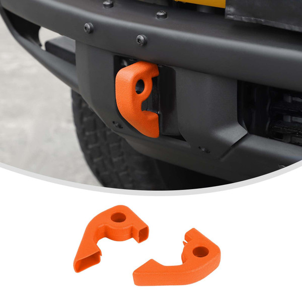 Linskip for Modular Steel Bumper Tow Hook Covers Fit for 2021-2026 Ford Bronco Accessory, Front Bumper Tow Hook Rubber Sleeve Protectors for Bronco Raptor Accessories(Orange)
