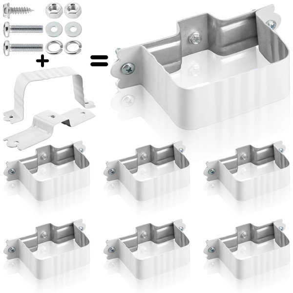 Hicarer 6 Pack 2x3 Gutter Downspout Straps, Aluminum Wall Mount Brackets