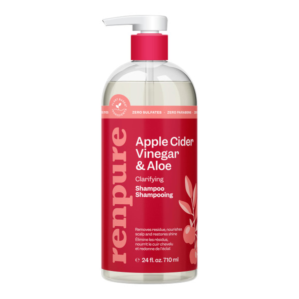 RENPURE Apple Cider Vinegar & Aloe Clarifying Shampoo, Dull Hair, 24oz