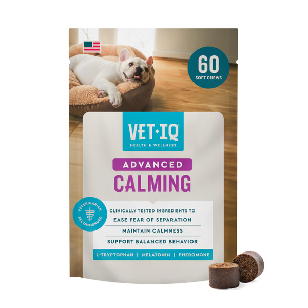 VetIQ Advanced Calming Support Chews for Dogs, Anxiety, 60ct