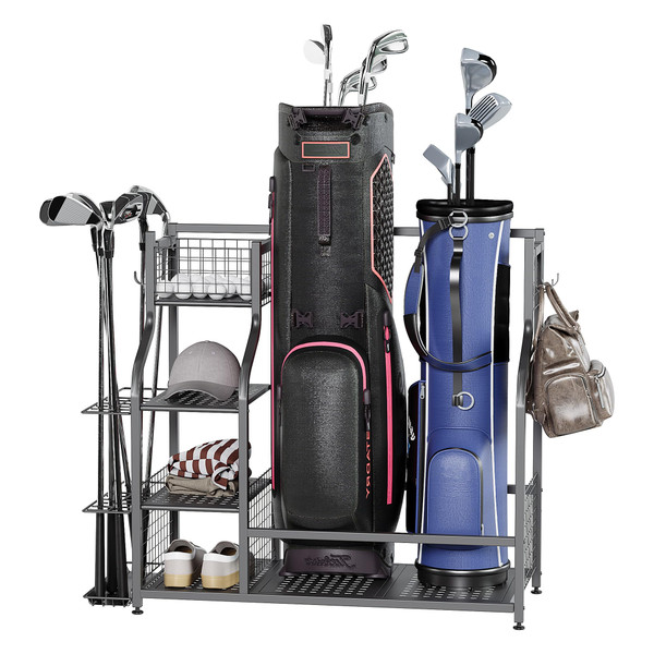 KUAFU Golf Bag Storage Garage Organizer Extra Large Golf Bag Stand Bags Bal