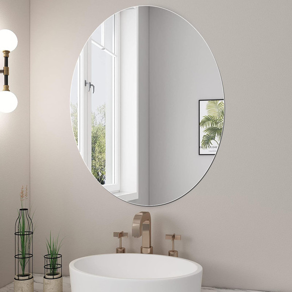 JUNEBRUSHS Oval Mirror, Acrylic Oval Bathroom Mirrors 17x14 Inchs