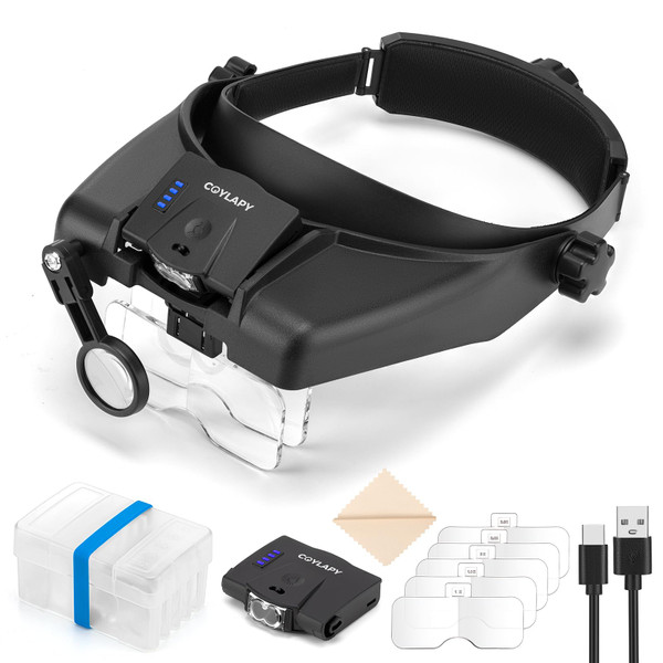 COYLAPY 1X-14X Magnifying Glasses for Close Work, with 2 Lights