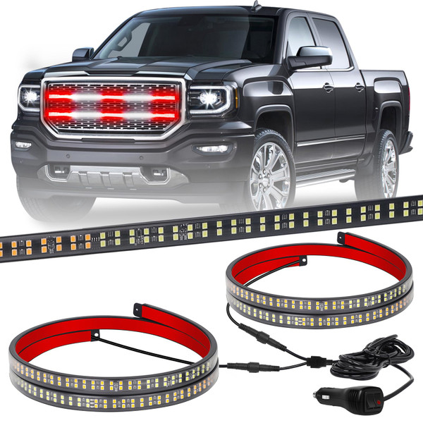 XRIDONSEN 2 Pack 30 inch Grill Strobe Lights Red White Grille Lights