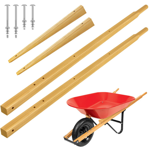 Wood Replacement Wheelbarrow Handles Kit,with 2 Wheelbarrow Wedge