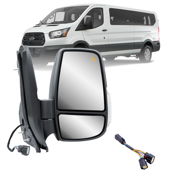 Replacement Passenger Right Side Mirror Power Mirror and Heated with BLIS (Blind Spot Sensor) and Indicator Manual Folding Fit Ford Transit 150 250 350 from 2015 to Onward
