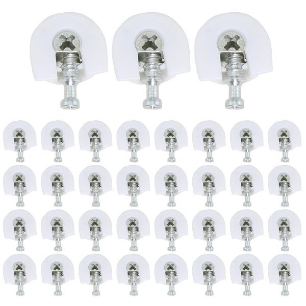Bxian 35PCS 21x20x10mm White Shelf Support Bracket Threaded Cam Lock Shelf Support Bracket Closet Furniture Stud Pin with Screw for Cabinet Closet Wardrobe Desk