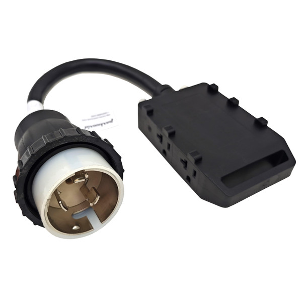 Parkworld 65023 RV Shore Power Twist Lock 50A to 20A, 220v to 110v Adapter Cord NEMA SS2-50P to (4) 5-20R T-Blade Household 5-15R Four Outlets Female with Two of 20amp Circuit Breaker