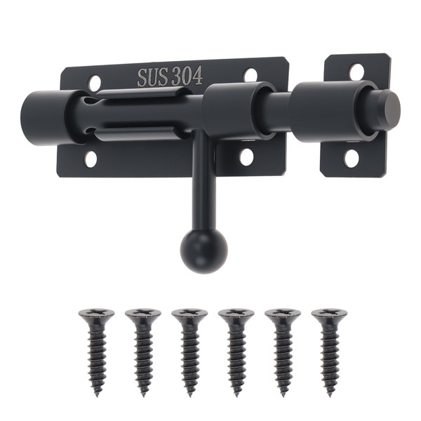 4 inch Slide Barrel Bolt Gate Latch Black