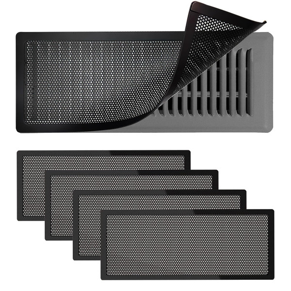 4 PCS Magnetic Vent Covers-4x10 Magnetic Air Vent Covers with Mesh Screen for Floor/Wall/Ceiling Registers-Easy to Install, Secure Fit, Durable Design-Black