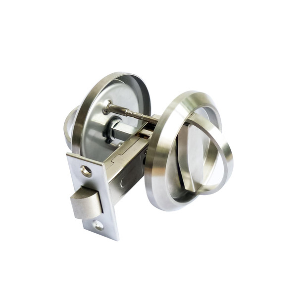 LEICHI 304 Stainless Steel, Low Profile Door Knobs, Ring Doors Pulls, Corridor Hidden Recessed Door Knob,Pocket Door Lock, Privacy Sliding Door Latch, No Locking, 1 Set Door Handles