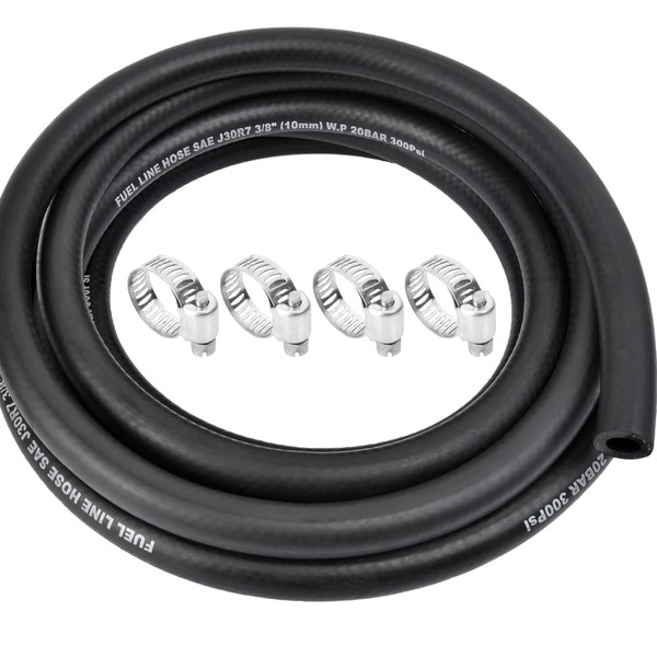 5/16 Inch ID Fuel Line Hose - 10FT Marine Grade Fuel Line with 4PCS Hose Clamps,300PSI High-Pressure Fuel Line for Automotive Fuel Systems Engines (5/16" ID)