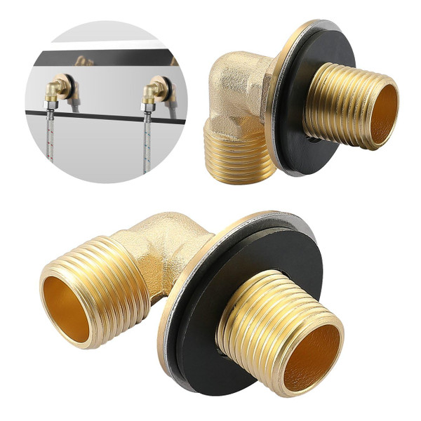 Installation Kit for Wall Mount Commercial Faucet, TOLSUNY Backsplash Mount Set for Stainless Steel Kitchen Prep & Utility Sink, 1/2 IPS G1/2 Elbow Adapter, 90 Degree Angled Elbow Joint, 2PCS.