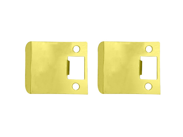 QCAA Solid Brass Extended Lip Strike, 3''X2-1/4", Polish Brass, 2 Pack, Made in Taiwan