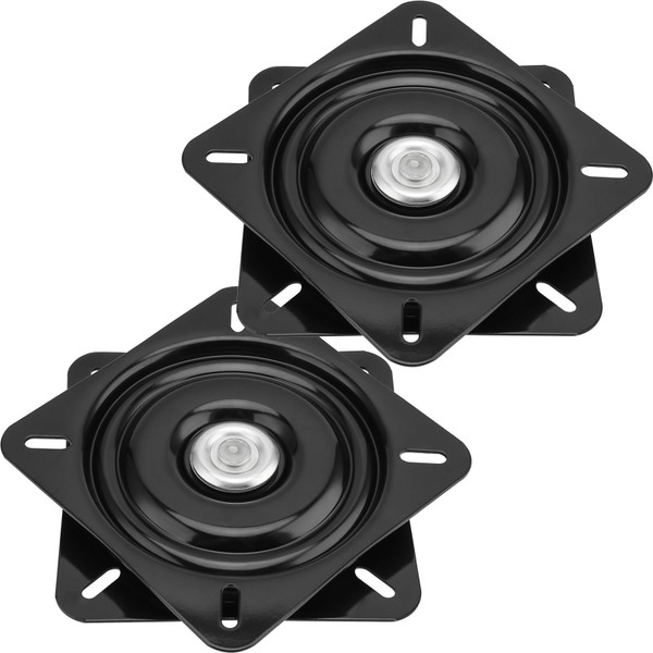 HOZEON 2 Pack 6.25 Inch Bar Stool Swivel Plate, Square Swivel Stool Replacement, Heavy Duty Ball Bearing Swivel Base Mount Plate 360° Swivel Mechanism for Furniture, Boat Seat, Black
