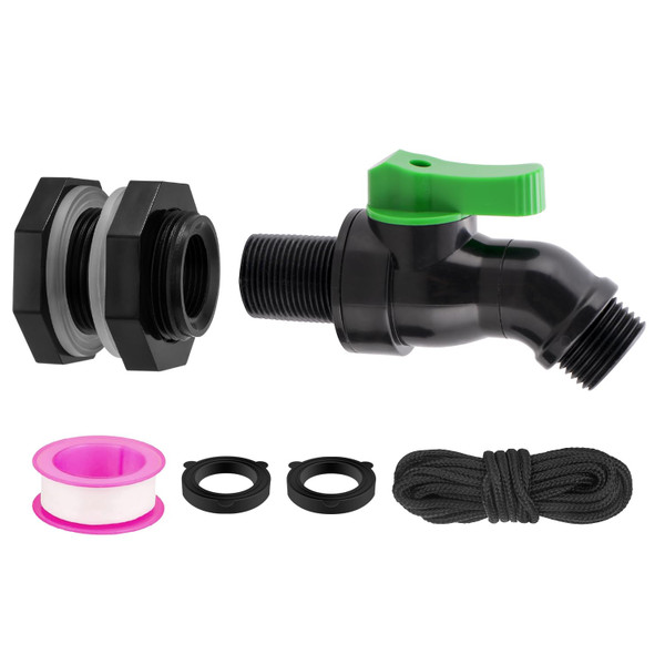 Plastic Rain Barrel Spigot Kit, High Flow Water Barrel Faucet, 3/4 PVC Rain Barrel Valve with Bulkhead Fitting for Outdoor Plastic Bucket Garden Barrels
