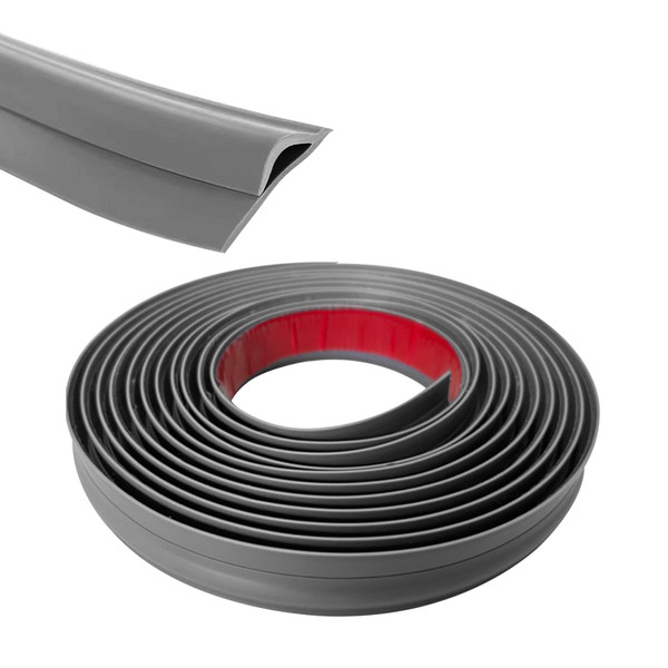 Carpet Edge Trim Strip, Self Adhesive Carpet Edge Strip, Flexible Floor Transition Strip from Carpet to Tile, PVC Threshold Transitions Suitable for Home Doorway Kitchen Entry (Dark Grey, 16.4 FT)