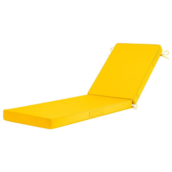 Basic Beyond Chaise Lounge Cushions Outdoor, 3-Layer Waterproof Outdoor Furniture Cushions with Removable Cover and 4 Ties, 72"x21"x3" Patio Lounge Chair Cushions for Outdoor Furniture, Yellow