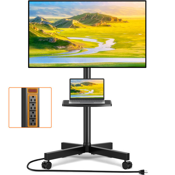 TVON Mobile TV Stand with Power Outlet for 23-65 Inch TV up to 88 lbs