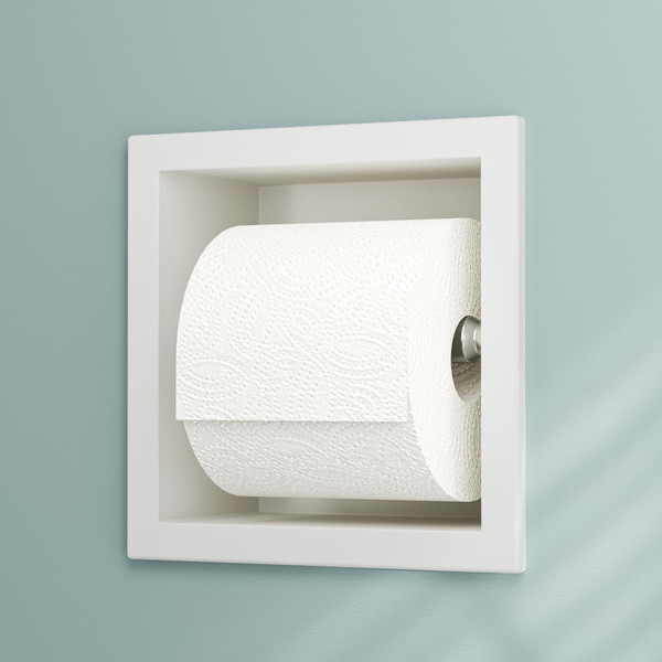 Neodrain White 304 Stainless Steel Recessed in Wall Toilet Paper Holder