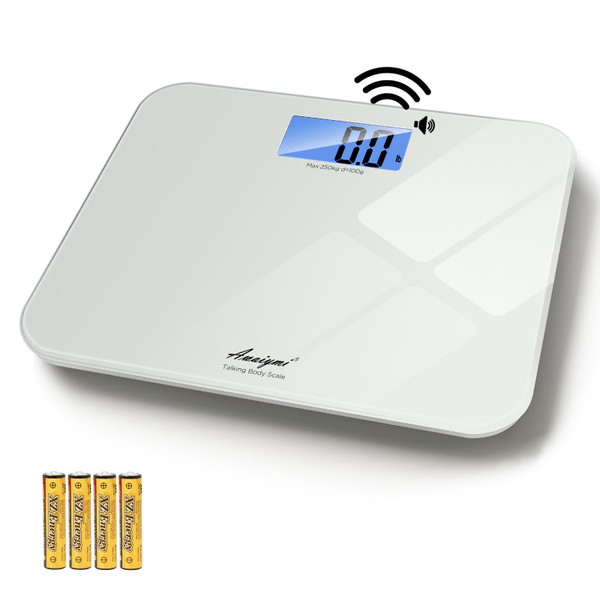 Awaiymi Talking Scales for Body Weight, Highly Accurate Digital Talking Bathroom Scale with Large LCD Screen, Auto On & Off, Talking Scales for Visually Impaired or Elderly, Includes Batteries, 551 LB