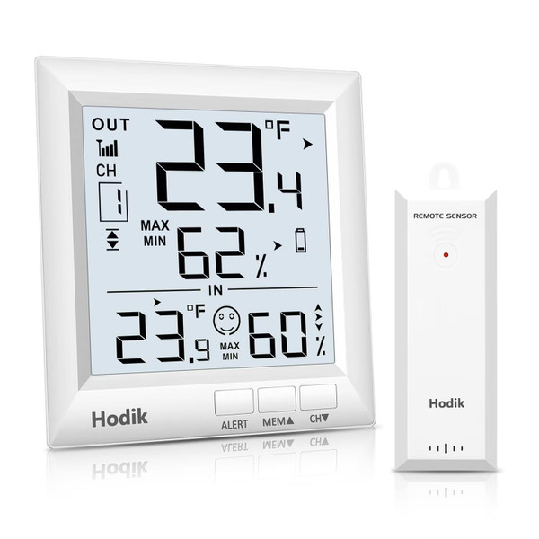 Indoor Outdoor Thermometer Wireless Weather Station (Grey)