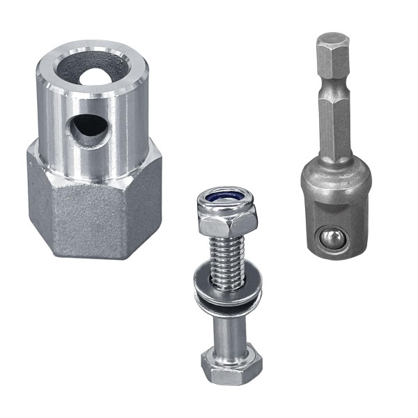 Upgraded Stainless Steel Trailer Jack Drill Adapter, Cordless Drill Adapter Kit with 1/2 Inch Socket Adapter Bit, Universal Replacement for Top Wind Trailer Jack Crank Handle