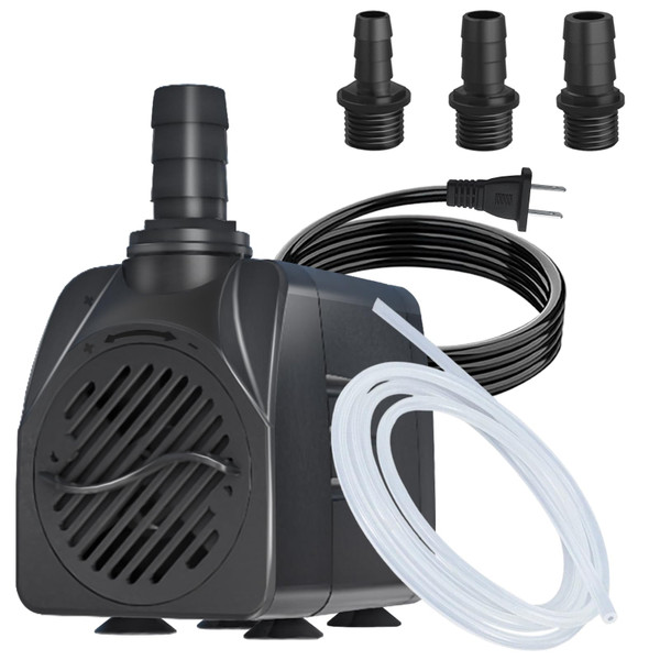 Zoronk 400GPH Auto-Shut-OFF Submersible Pond Pump (1500L/H 25W) Ultra Quiet Fountain Water Pump with 6.5ft High Lift, 3 Nozzles for Aquarium, Fish Tank, Pond, Hydroponics, Statuary,Water Feature.