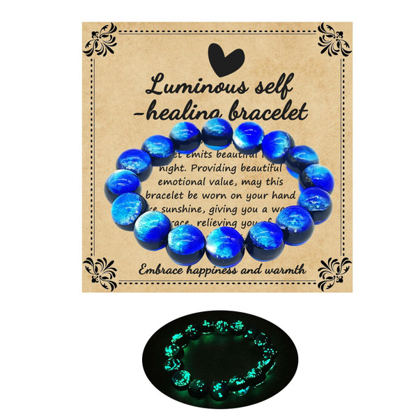 Zyuzles Glow in the Dark Bracelets Planet Themed Glass Bracelet Self Healing Bracelet Encourages Blessing Gifts for Men and Women