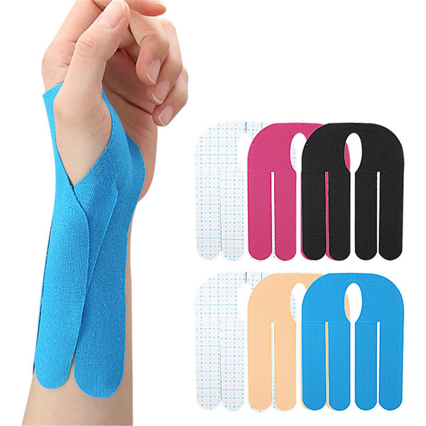 Precut Kinesiology Tape for Wrist, 12 Pcs Breathable Elastic Athletic Tape Hand Sports Joint Muscle Tape Patches, Waterproof Kinesiology Recovery Tape Bowling Wrist Support Tapes for Carpal Tunnel