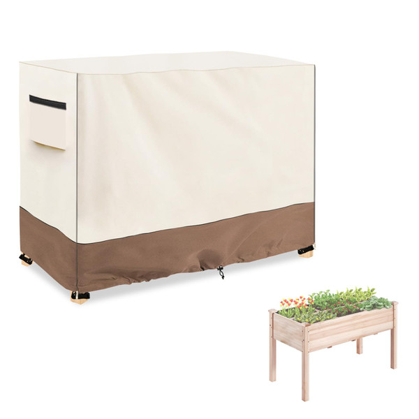 Sobana Outdoor Raised Garden Bed Winter Cover with Split Zipper,Waterproof Heavy Duty Cover for 48 x 24 x 30 inch Elevated Wood Planter Box Stand(Beige,Covers only)