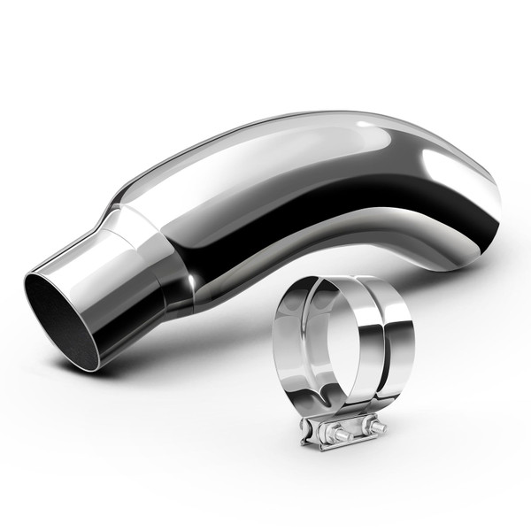 HILMITILE Exhaust Tip, 4 Inch Diesel Exhaust Tip Elbow Tip with a Clamp, 4" inlet 6" Outlet Chrome Exhaust Tip for Pickups, Trucks and Cars