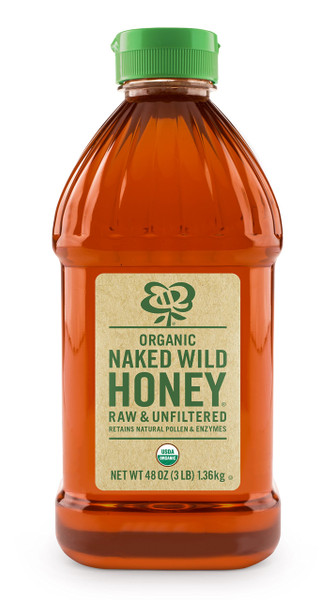 Naked Wild Honey, Organic Raw Unfiltered Wildflower Honey, 48 Ounce